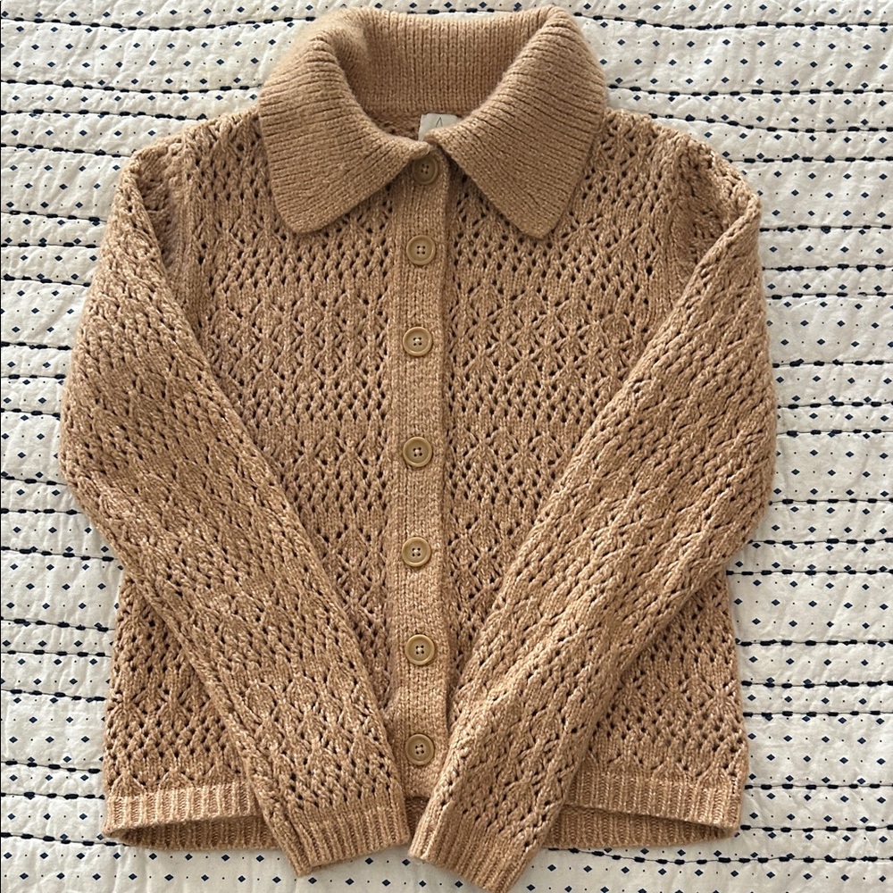 Joie Crochet Open Knit Cardigan Sweater